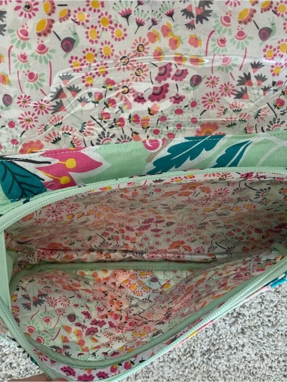 Vera Bradley Mint Floral Quilted Tote